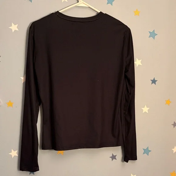 Black Long Sleeve Shirt with Graphic Print - Picture 2 of 2